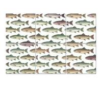 6 Pack Acoustic Foam Panels Sound Proofing Panels Seamless vintage hand drawn fishes Acoustic Wall Panel Soundproofing for Livingroom Nursery Room 72"x48" Home Decor