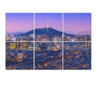 6 Pack Acoustic Foam Panels Sound Proofing Panels Seoul South Korea Skyline Acoustic Wall Panel Soundproofing for Livingroom Nursery Room 72"x48" Home Decor