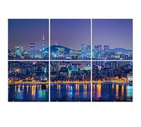 6 Pack Acoustic Foam Panels Sound Proofing Panels Seoul South Korea Skyline Acoustic Wall Panel Soundproofing for Livingroom Nursery Room 72"x48" Home Decor