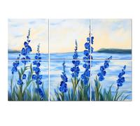 6 Pack Acoustic Foam Panels Sound Proofing Panels Sunrise Ocean Wildflowers Blue Seascape Painting Beach Acoustic Wall Panel Soundproofing for Livingroom Nursery Room 72"x48" Home Decor