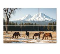 6 Pack Acoustic Foam Panels Sound Proofing Panels Three Sisters Ranch Horses Livestock Cascade Mountains Acoustic Wall Panel Soundproofing for Livingroom Nursery Room 72"x48" Home Decor