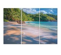 6 Pack Acoustic Foam Panels Sound Proofing Panels Tropical Beach Palm Trees Ocean Geometric Circles Blurry Acoustic Wall Panel Soundproofing for Livingroom Nursery Room 72"x48" Home Decor