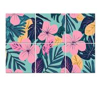 6 Pack Acoustic Foam Panels Sound Proofing Panels Tropical flowers Mid Century Modern Art Future Abstract Acoustic Wall Panel Soundproofing for Livingroom Nursery Room 72"x48" Home Decor