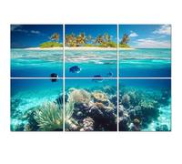 6 Pack Acoustic Foam Panels Sound Proofing Panels Tropical Island Coral Reef Split View Waterline Acoustic Wall Panel Soundproofing for Livingroom Nursery Room 72"x48" Home Decor