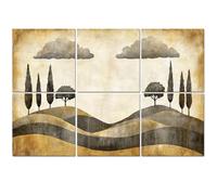 6 Pack Acoustic Foam Panels Sound Proofing Panels Venetian Garden Stylized Mountain Ranges Symmetrical Cloud Acoustic Wall Panel Soundproofing for Livingroom Nursery Room 72"x48" Home Decor