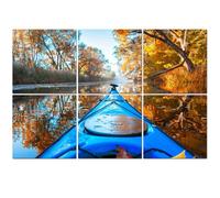 6 Pack Acoustic Foam Panels Sound Proofing Panels View from blue kayak river banks autumnal yellow leaves trees fall Acoustic Wall Panel Soundproofing for Livingroom Nursery Room 72"x48" Home Decor