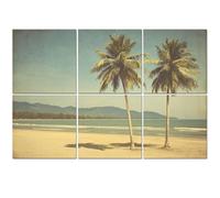6 Pack Acoustic Foam Panels Sound Proofing Panels Vintage Tropical Palm Trees Beach Sand Mountains Ocean Soft Acoustic Wall Panel Soundproofing for Livingroom Nursery Room 72"x48" Home Decor