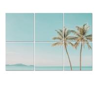 6 Pack Acoustic Foam Panels Sound Proofing Panels Vintage Tropical Palm Trees Beach Turquoise Ocean Clear Sky Acoustic Wall Panel Soundproofing for Livingroom Nursery Room 72"x48" Home Decor