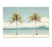 6 Pack Acoustic Foam Panels Sound Proofing Panels Vintage Tropical Palm Trees Beach Twin Calm Ocean Waters Acoustic Wall Panel Soundproofing for Livingroom Nursery Room 72"x48" Home Decor