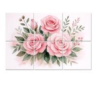 6 Pack Acoustic Foam Panels Sound Proofing Panels Watercolor Romantic Pink Rose Flowers Arrangement Clipart Acoustic Wall Panel Soundproofing for Livingroom Nursery Room 72"x48" Home Decor