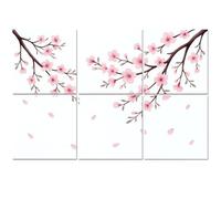 6 Pack Acoustic Foam Panels Sound Proofing Panels white Watercolor cherry bud Cherry blossom flower blooming Acoustic Wall Panel Soundproofing for Livingroom Nursery Room 72"x48" Home Decor