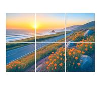 6 Pack Acoustic Foam Panels Sound Proofing Panels wild flowers California coastline Big Sur sunset Acoustic Wall Panel Soundproofing for Livingroom Nursery Room 72"x48" Home Decor