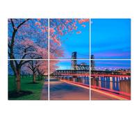 6 Pack Acoustic Foam Panels Sound Proofing Portland Cherry Blossom Waterfront Acoustic Wall Panel Soundproofing for Livingroom Nursery Room 180x120cm Home Decor