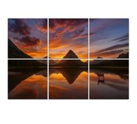 6 Pack Acoustic Foam Panels Sound Proofing Rocky Mountain Mule Deer Wading Lake Sunset Acoustic Wall Panel Soundproofing for Livingroom Nursery Room 180x120cm Home Decor