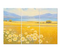 6 Pack Acoustic Foam Panels Sound Proofing Serene Meadow Daisies Rolling Hills by Lake Acoustic Wall Panel Soundproofing for Livingroom Nursery Room 180x120cm Home Decor