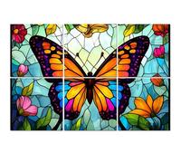 6 Pack Acoustic Foam Panels Sound Proofing Stained Glass Animal Butterfly Acoustic Wall Panel Soundproofing for Livingroom Nursery Room 180x120cm Home Decor