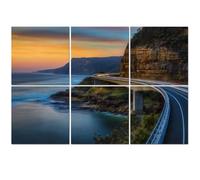 6 Pack Acoustic Foam Panels Sound Proofing Sunset Sea cliff bridge along Australian Pacific Acoustic Wall Panel Soundproofing for Livingroom Nursery Room 180x120cm Home Decor