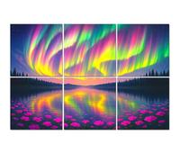 6 Pack Acoustic Foam Panels Sound Proofing Vibrant Northern Lights Calm Waters Floral Reflections Acoustic Wall Panel Soundproofing for Livingroom Nursery Room 72"x48" Home Decor