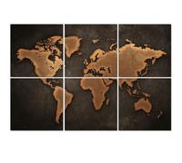 6 Pack Acoustic Foam Panels Sound Proofing Vintage World Map Copper Bronze Tones Dark Textured Acoustic Wall Panel Soundproofing for Livingroom Nursery Room 180x120cm Home Decor