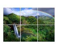 6 Pack Acoustic Foam Panels Sound Proofing Waterfall Rainbow Kauai Acoustic Wall Panel Soundproofing for Livingroom Nursery Room 180x120cm Home Decor