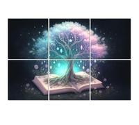6 Pack Acoustic Foam Panels Sound Proofing Whimsical Tree Growing from an Open Book Glowing Orbs Soft Acoustic Wall Panel Soundproofing for Livingroom Nursery Room 72"x48" Home Decor