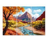 6 Pack Acoustic Wall Panels Sound Absorbing Wall Art acoustic foam beautiful Zion national park sunny day utah 72"x48" Sound Proofing Panels for walls Decorative Noise Dampening