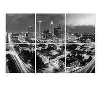 6 Pack Acoustic Wall Panels Sound Absorbing Wall Art acoustic foam black white aerial view charlotte nc skyline cloudy city 72"x48" Sound Proofing Panels for walls Decorative Noise Dampening