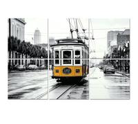 6 Pack Acoustic Wall Panels Sound Absorbing Wall Art acoustic foam Cable Car New Orleans White 72"x48" Sound Proofing Panels for walls Decorative Noise Dampening