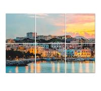 6 Pack Acoustic Wall Panels Sound Absorbing Wall Art acoustic foam Cagliary cityscape architecture Mediterranean Sea Sardinia 72"x48" Sound Proofing Panels for walls Decorative Noise Dampening
