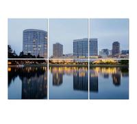6 Pack Acoustic Wall Panels Sound Absorbing Wall Art acoustic foam Downtown Oakland Lake Merritt Reflections Twilight 72"x48" Sound Proofing Panels for walls Decorative Noise Dampening