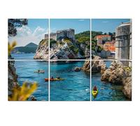 6 Pack Acoustic Wall Panels Sound Absorbing Wall Art acoustic foam Dubrovnik city 72"x48" Sound Proofing Panels for walls Decorative Noise Dampening