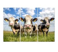 6 Pack Acoustic Wall Panels Sound Absorbing Wall Art acoustic foam Group cows together gathering field happy joyful blue cloudy 72"x48" Sound Proofing Panels for walls Decorative Noise Dampening