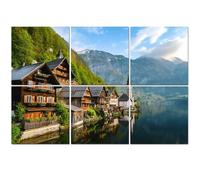 6 Pack Acoustic Wall Panels Sound Absorbing Wall Art acoustic foam Hallstatt Village Hallstatter See lake Austria 72"x48" Sound Proofing Panels for walls Decorative Noise Dampening