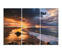 6 Pack Acoustic Wall Panels Sound Absorbing Wall Art acoustic foam Incredible beach sunset storm beneath dark dramatic clouds 72"x48" Sound Proofing Panels for walls Decorative Noise Dampening