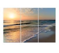 6 Pack Acoustic Wall Panels Sound Absorbing Wall Art acoustic foam Long wave coast dawn sea Tunisia 72"x48" Sound Proofing Panels for walls Decorative Noise Dampening