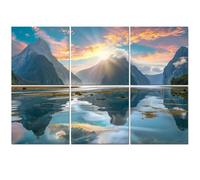 6 Pack Acoustic Wall Panels Sound Absorbing Wall Art acoustic foam Milford Sound fiord Fiordland national park New Zealand 72"x48" Sound Proofing Panels for walls Decorative Noise Dampening