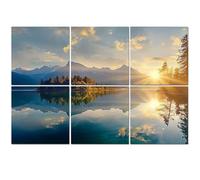 6 Pack Acoustic Wall Panels Sound Absorbing Wall Art acoustic foam Misty summer morning Eibsee lake German Alps 72"x48" Sound Proofing Panels for walls Decorative Noise Dampening