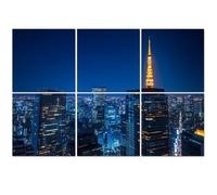 6 Pack Acoustic Wall Panels Sound Absorbing Wall Art acoustic foam Night urban skyline Tokyo Tower 72"x48" Sound Proofing Panels for walls Decorative Noise Dampening