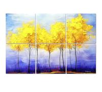 6 Pack Acoustic Wall Panels Sound Absorbing Wall Art acoustic foam Oil acryl painting landscape colorful yellow red trees Hand 72"x48" Sound Proofing Panels for walls Decorative Noise Dampening