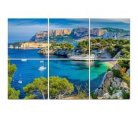 6 Pack Acoustic Wall Panels Sound Absorbing Wall Art acoustic foam Port coves pine Bay Cassis Marseille France 72"x48" Sound Proofing Panels for walls Decorative Noise Dampening