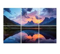 6 Pack Acoustic Wall Panels Sound Absorbing Wall Art acoustic foam Rocky Mountain Mule Deer Wading Lake Sunset 72"x48" Sound Proofing Panels for walls Decorative Noise Dampening
