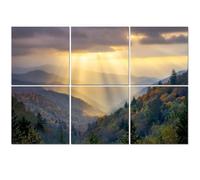 6 Pack Acoustic Wall Panels Sound Absorbing Wall Art acoustic foam Sunrise Light Rays Rolling Mountain Ridges ad Autumn 72"x48" Sound Proofing Panels for walls Decorative Noise Dampening