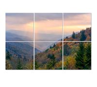 6 Pack Acoustic Wall Panels Sound Absorbing Wall Art acoustic foam Sunrise Light Rays Rolling Mountain Ridges ad Autumn 72"x48" Sound Proofing Panels for walls Decorative Noise Dampening