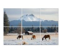 6 Pack Acoustic Wall Panels Sound Absorbing Wall Art acoustic foam Three Sisters Ranch Horses Livestock Cascade Mountains 72"x48" Sound Proofing Panels for walls Decorative Noise Dampening