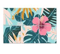 6 Pack Acoustic Wall Panels Sound Absorbing Wall Art acoustic foam Tropical flowers Mid Century Modern Art Future Abstract 72"x48" Sound Proofing Panels for walls Decorative Noise Dampening