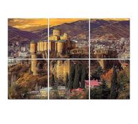 6 Pack Acoustic Wall Panels Sound Absorbing Wall Art acoustic foam view tbilisi sunset georgia country rocky mountain sunset 72"x48" Sound Proofing Panels for walls Decorative Noise Dampening