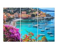 6 Pack Acoustic Wall Panels Sound Absorbing Wall Art acoustic foam Villefranche sur mer village France 72"x48" Sound Proofing Panels for walls Decorative Noise Dampening