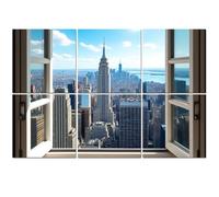 6 Pack Acoustic Wall Panels Sound Absorbing Wall Art acoustic foam Window View New York City Sky Nature Cities Photography 72"x48" Sound Proofing Panels for walls Decorative Noise Dampening