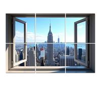 6 Pack Acoustic Wall Panels Sound Absorbing Wall Art acoustic foam Window View New York City Sky Nature Cities Photography 72"x48" Sound Proofing Panels for walls Decorative Noise Dampening