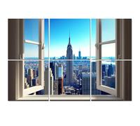 6 Pack Acoustic Wall Panels Sound Absorbing Wall Art acoustic foam Window View New York City Sky Nature Cities Photography 72"x48" Sound Proofing Panels for walls Decorative Noise Dampening